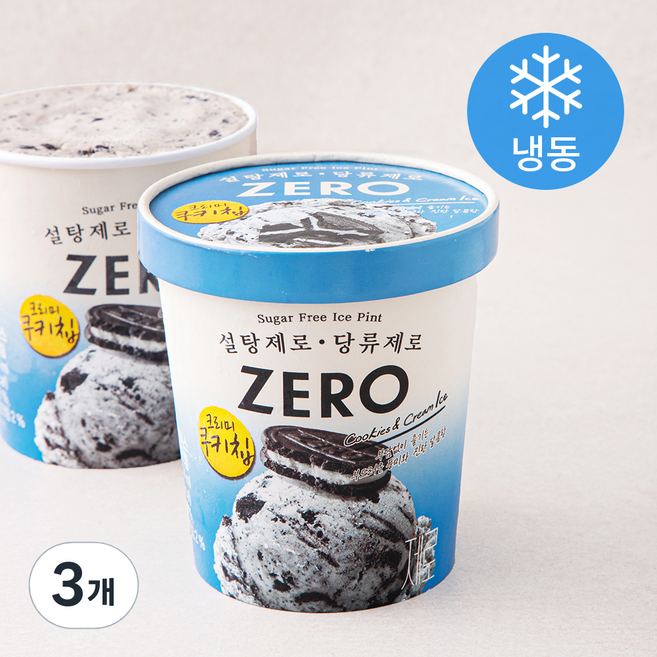 롯데제로 아이스 쿠키 & 크림 (냉동), 474ml, 1개입, 3개