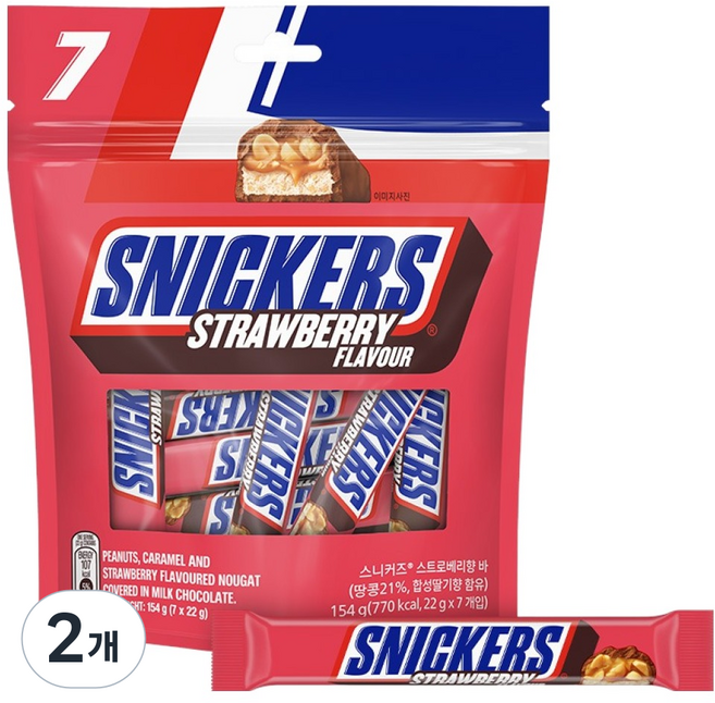 스니커즈 스트로베리향 바, 154g, 2개