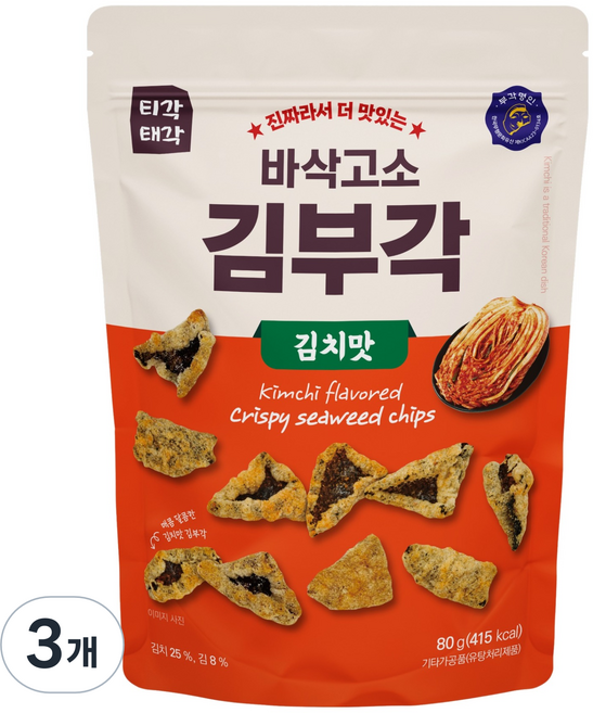 티각태각 바삭고소 김부각 김치맛, 3개, 80g