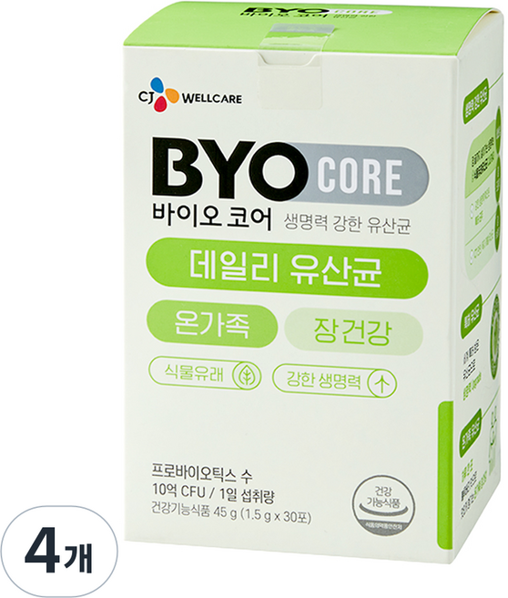 바이오코어 CJ 데일리 유산균 30p, 30회분, 45g, 4개