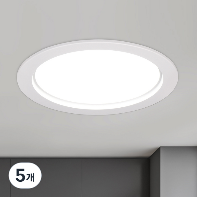 WONHA 固定式燈具 崁燈 筒燈 晝光色 無頻閃 150g, 5個, 晝光色 LED15W