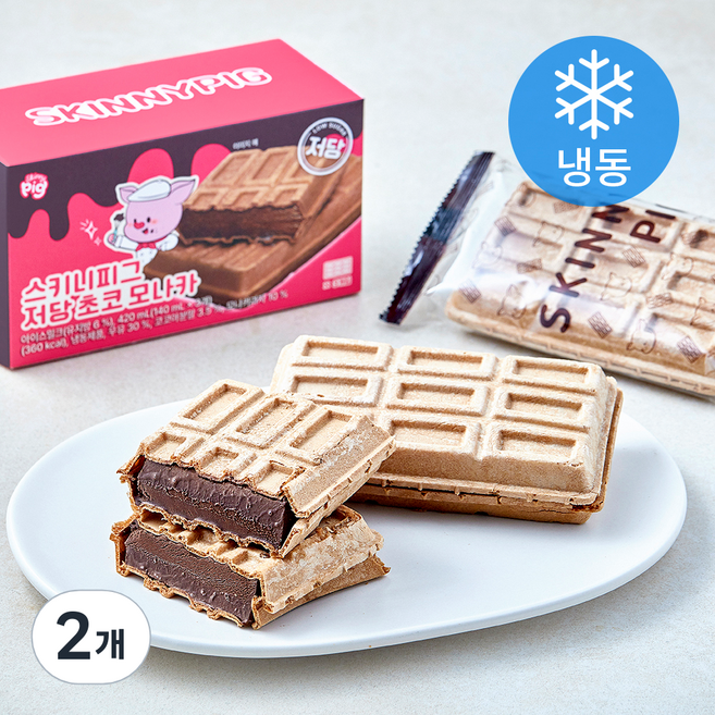 스키니피그 저당 초코 모나카 (냉동), 2개, 3개입, 140ml