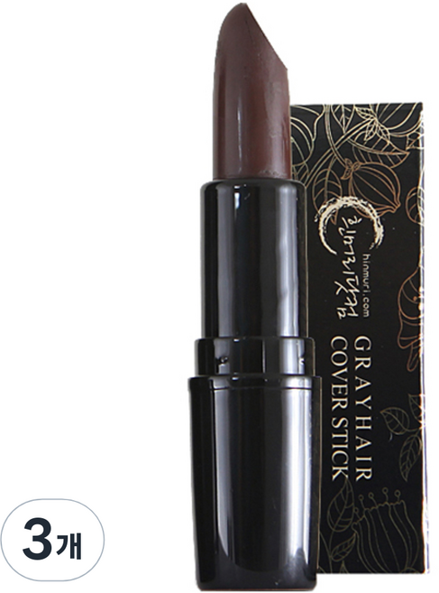 흰머리닷컴 새치커버스틱 3.5g, 갈색, 3개