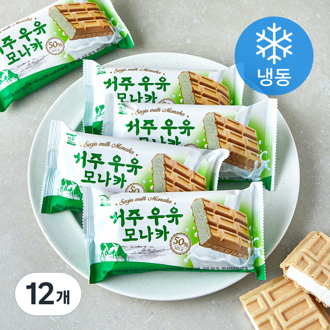 서주 우유 모나카 아이스크림 샌드 (냉동), 140ml, 1개입, 12개