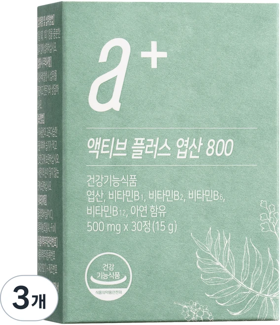 뉴트리모어 액티브 플러스 엽산 800 15g, 30정, 3개 - 쿠팡