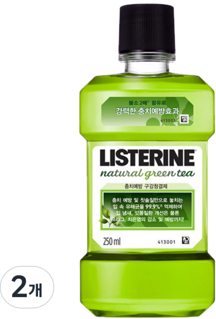 리스테린 내추럴 그린티 마일드 구강청결제, 250ml, 2개