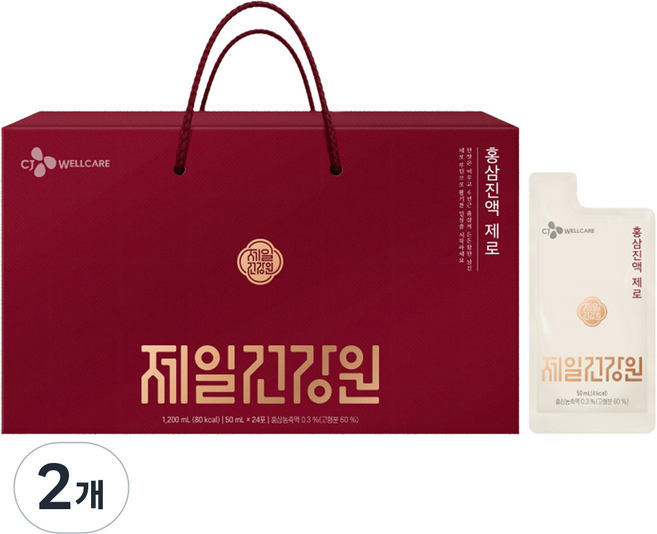 CJ웰케어 제일건강원 홍삼진액 제로 24p, 2개, 1.2L