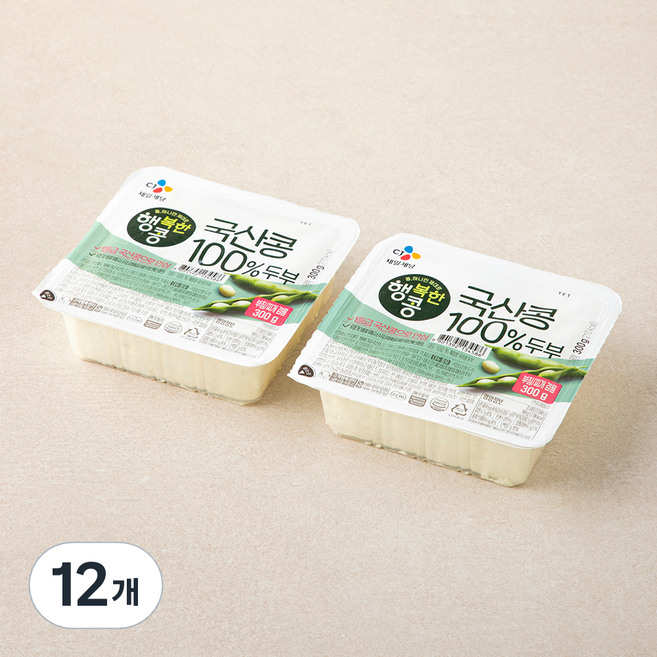 행복한콩 국산콩 100% 부침찌개 겸용 두부, 300g, 12개