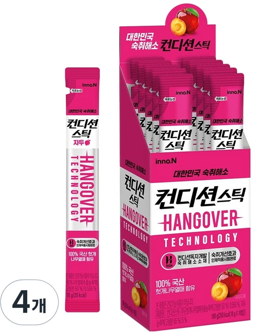 컨디션 스틱 숙취해소제 자두맛 10p, 180g, 4개 - 쿠팡