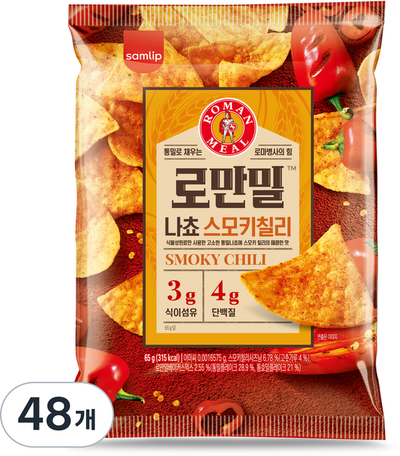 삼립 로만밀 나쵸 스모키 칠리, 65g, 48개