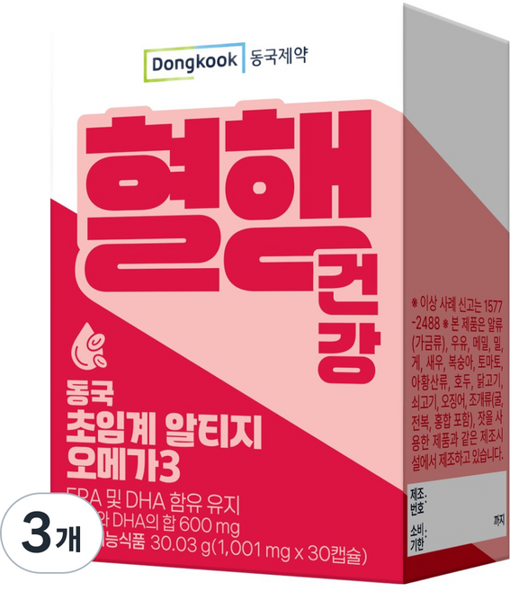 동국제약 혈행건강 초임계 알티지 오메가3 30.03g, 3개, 30정