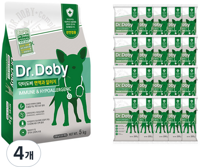닥터도비 강아지 면역 기능성 사료, 피부/피모+알러지, 5kg, 4개