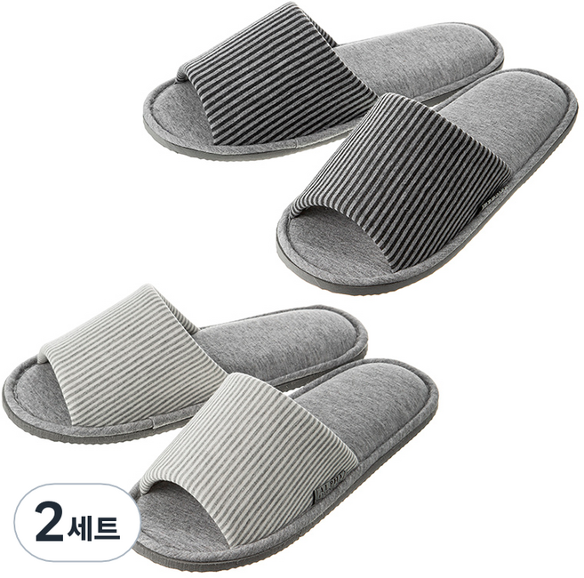 베이스알파에센셜 소프트 쿠션 거실화 2p 세트, 그레이, 챠콜, 2세트