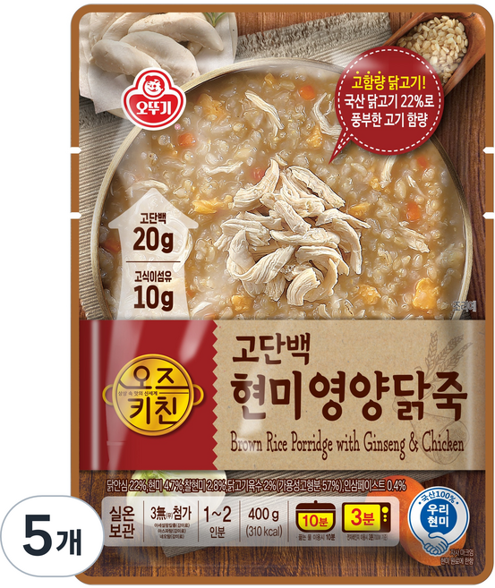 오즈키친 고단백 현미영양닭죽, 400g, 5개