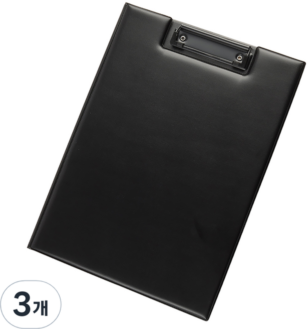 코히모 레포트 화일 가죽 클립보드 A4 3W315, 3개, 블랙
