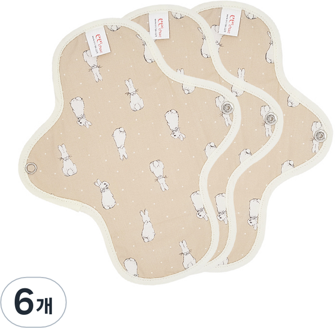 이채 로한 쑥염색 베이지버니 면생리대, 1개입, 6개, 팬티라이너