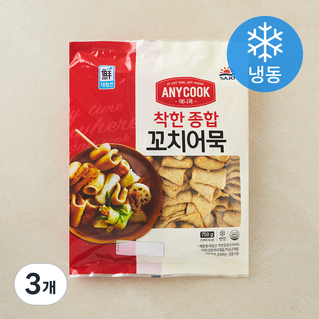 대림선 애니쿡 착한 종합 꼬치어묵 (냉동), 750g, 3개