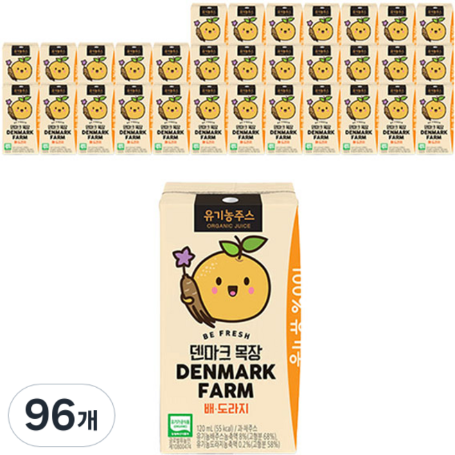 덴마크 목장 유기농 배 도라지주스, 120ml, 96개