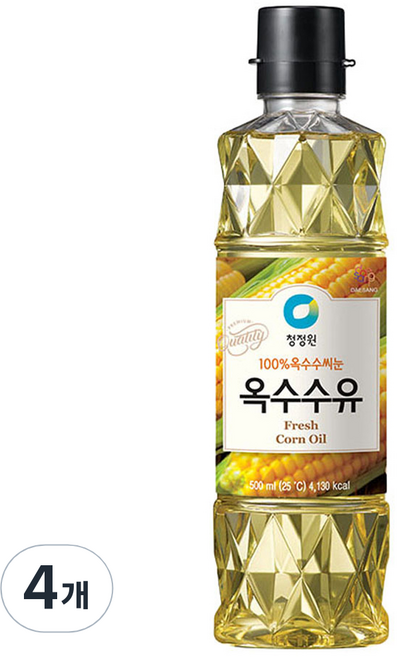 청정원 옥수수유, 500ml, 4개