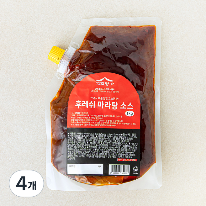 고추명가 후레쉬 마라탕소스, 1kg, 4개