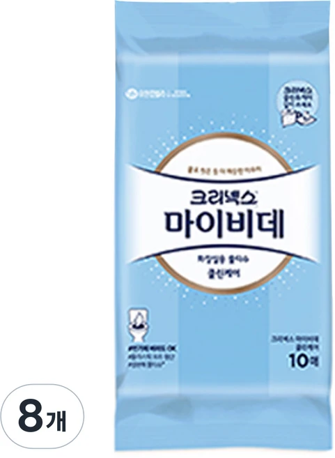 마이비데 클린케어 화장실용 비데물티슈 휴대형, 120g, 10개입, 8개 - 쿠팡