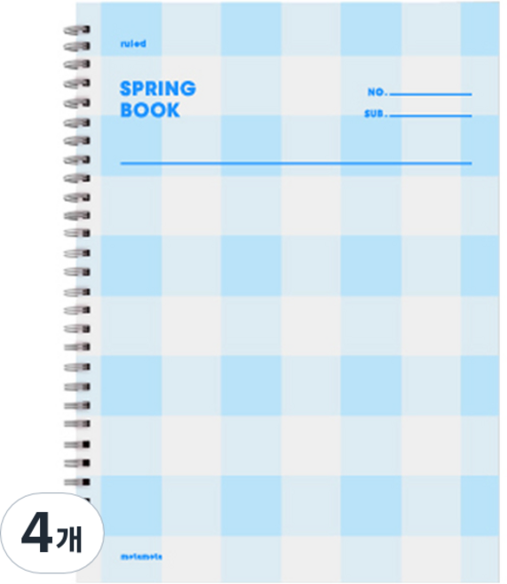 모트모트 스프링북 스퀘어드 노트, 럭키스퀘어, 4개