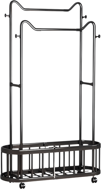 橡合杉 可移動貓耳雙桿衣帽架 80cm, 黑色