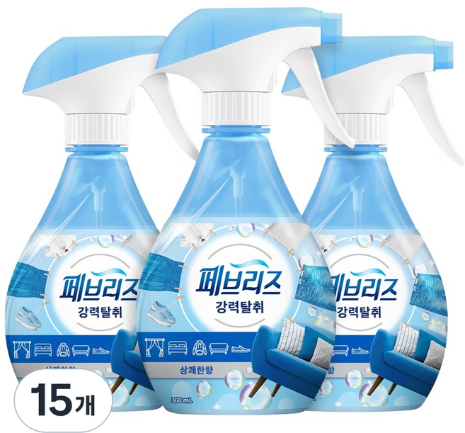 페브리즈 섬유탈취제 상쾌한향 본품, 360ml, 15개