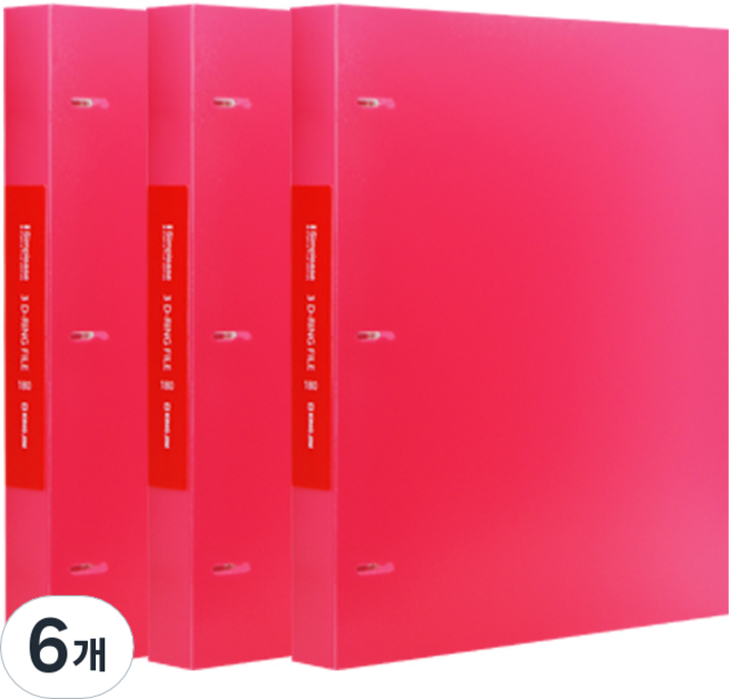 킹짐 3공 D링 A4 바인더, Red, 6개