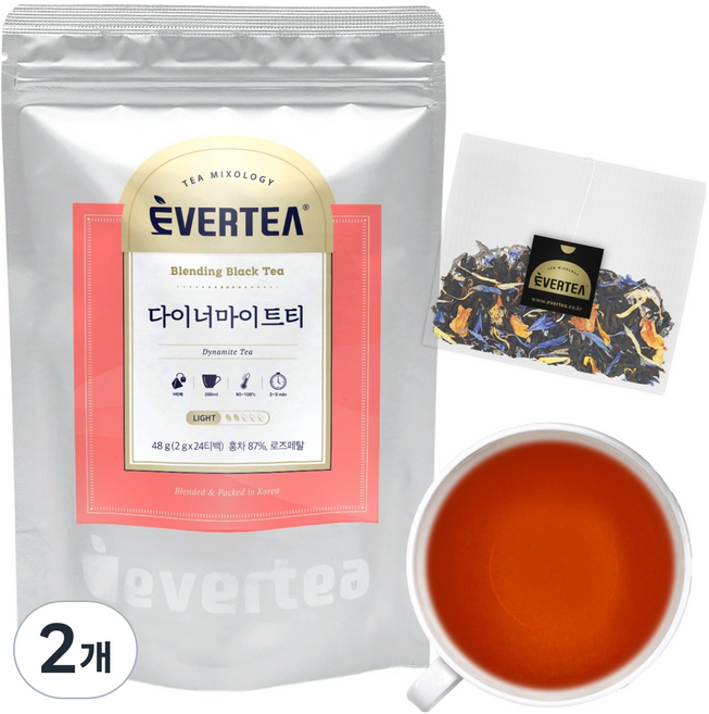 에버티 다이너마이트티 블렌딩 가향홍차, 2g, 2개, 24개입