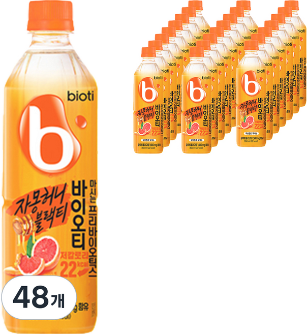 바이오티 마시는 프리바이오틱스 자몽허니블랙티, 350ml, 48개