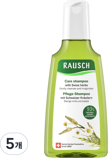 라우쉬 스위스 허벌 케어 샴푸, 200ml, 5개