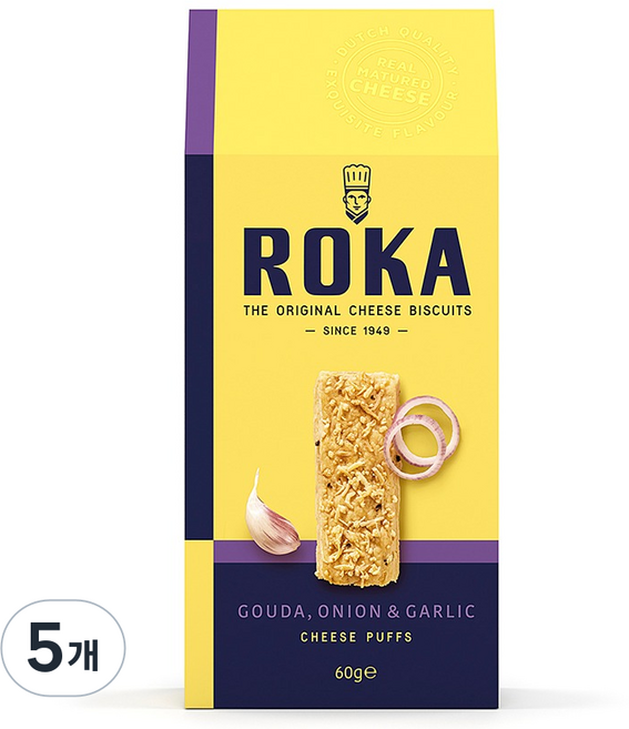 ROKA 고다 치즈 패스츄리 어니언 앤 갈릭, 60g, 5개