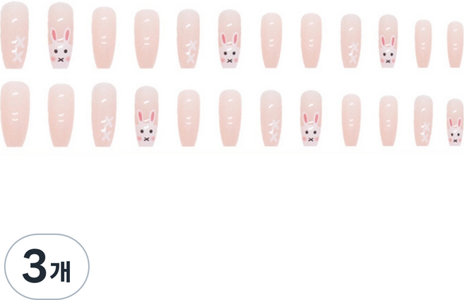 비투윈 나약성 예쁜 네일팁, 3개, R694 큐티화이트토끼