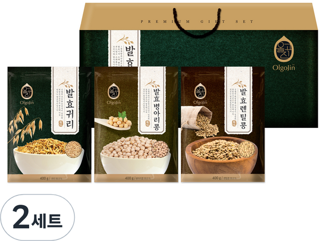 올고진 발효 렌틸콩 + 귀리 + 병아리콩 곡물세트 1호, 2세트