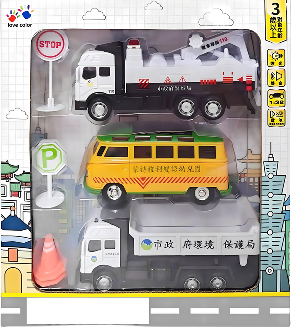love color 樂彩森林 聲光迴力車7件組, 1組, 公務大隊