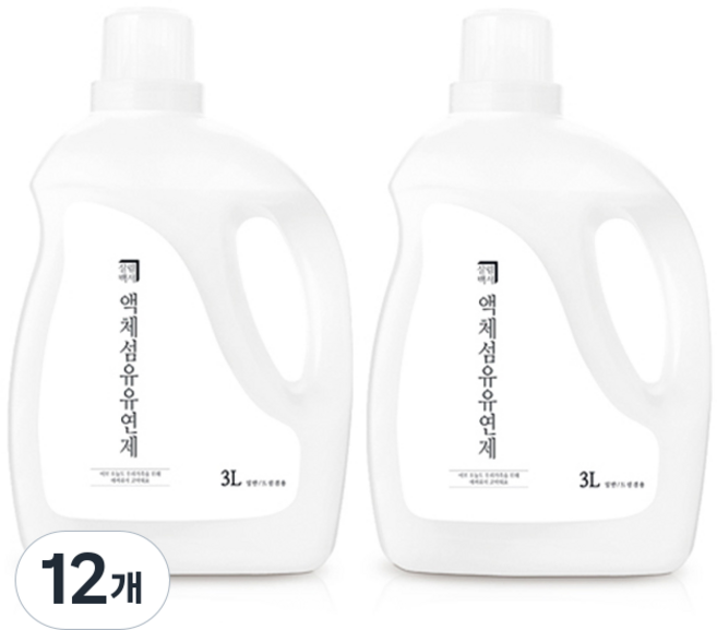 살림백서 섬유유연제 한라봉향 본품, 3L, 12개