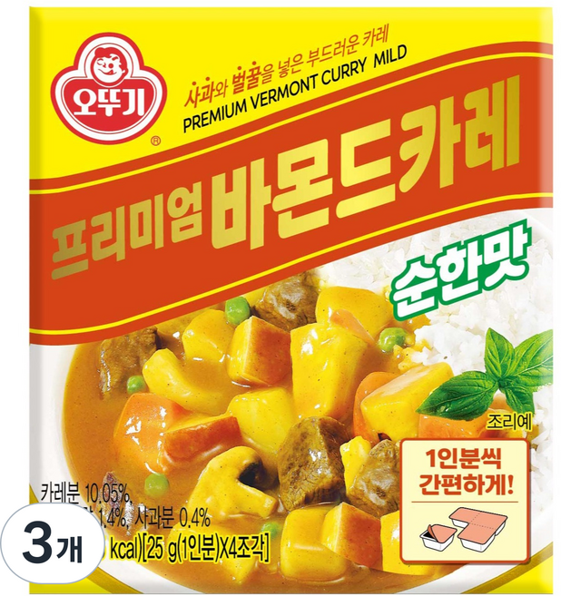 OTOKI 不倒翁 頂級佛蒙特咖哩塊 原味, 100g, 3個