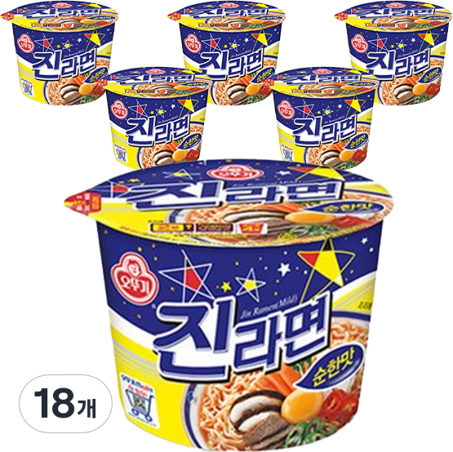 오뚜기 진라면 순한맛 용기 110g, 18개