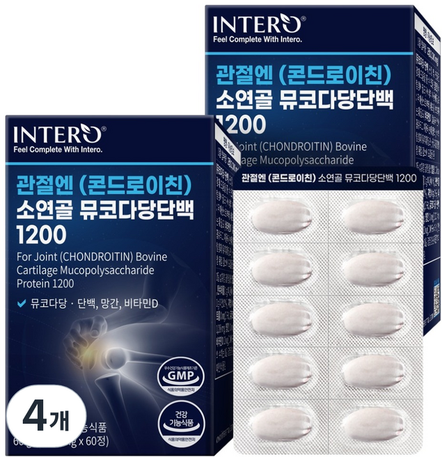 인테로 관절엔 콘드로이친 소연골 뮤코다당단백 1200 60g, 4개, 60정
