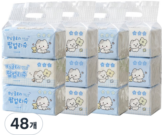 모닝글로리 팝업 티슈 3겹, 48개, 110개입