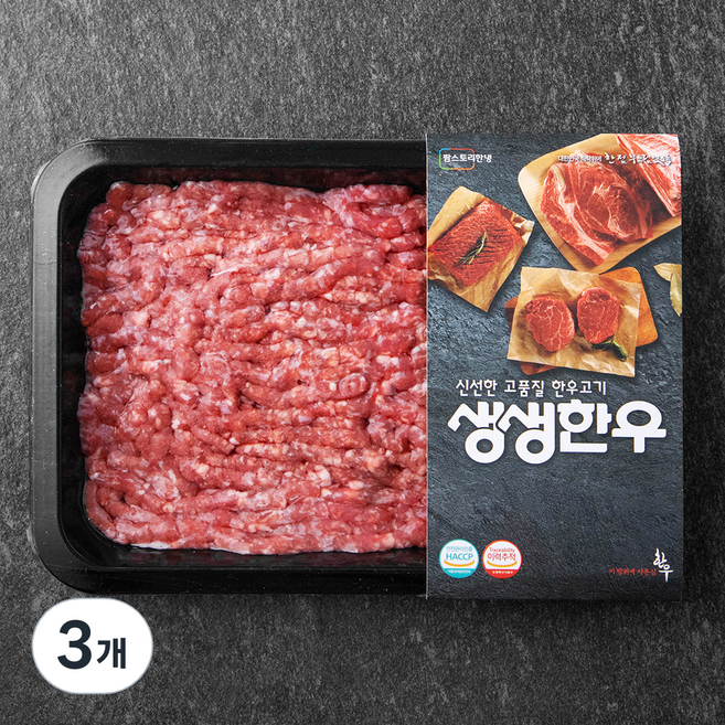 생생한우 1등급 다짐육 (냉장), 300g, 3개
