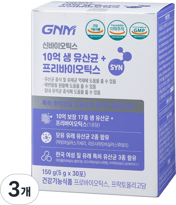 자연의품격 신바이오틱스 10억 생유산균 프리바이오틱스 30p, 150g, 3개