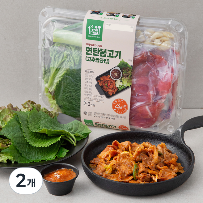 프레시밀 기사식당 연탄불고기 고추장, 715g, 2개