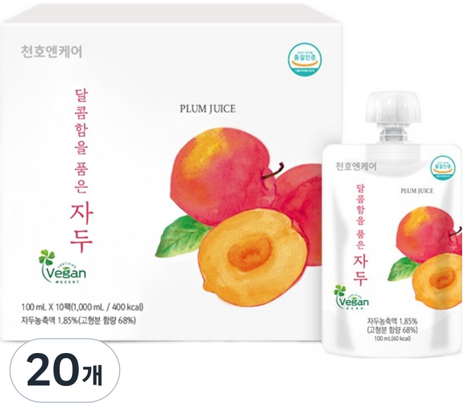 천호엔케어 달콤함을 품은 자두 음료, 100ml, 20개