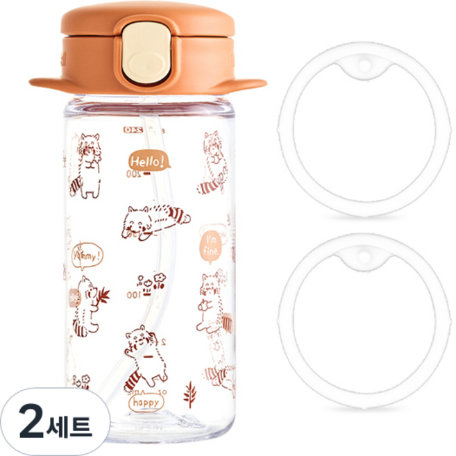 릿첼 AQ 슬림 빨대컵 R 240ml + 교체용패킹 P-3 세트, 2세트, 브라운