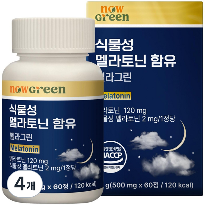 나우그린 식물성 멜라토닌 함유 멜라그린, 60정, 4개