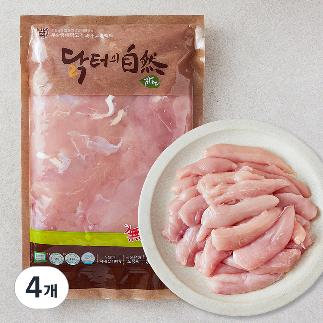 마니커 닭터의자연 무항생제 인증 1등급 닭안심, 1kg, 4개