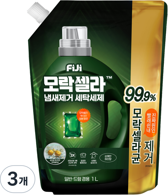 피지 모락셀라 냄새제거 상쾌한 허브향 액상세제 리필, 1L, 3개