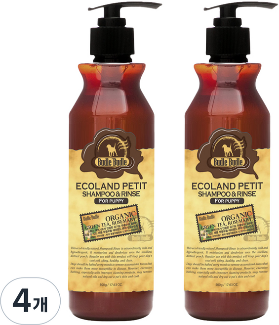 부들부들 에코랜드 쁘띠 반려견 샴푸앤린스, 4개, 500ml